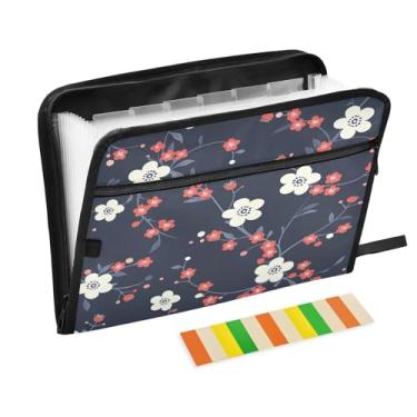 Imagem de Wassud Acordeão de flores, organizador de arquivos, letras A4, pastas de papel, organizador de documentos, fólio com etiquetas, pasta de arquivos expansível, 13 bolsos
