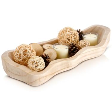 Imagem de Nuogo 1 pacote com tigela de massa de 35,5 cm com borda ondulada tamanho grande tigela de massa rústica de madeira decorativa para decoração de cozinha de casa de fazenda DIY (cor de madeira)