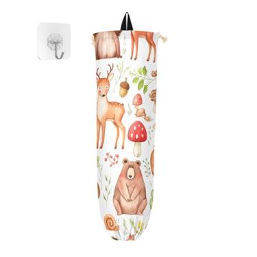 Imagem de xigua Suporte de parede para saco plástico de animais fofos com cordão, pacote com 2, organizador de sacola de mercearia reutilizável para bolsas, meias, roupas íntimas e gravatas