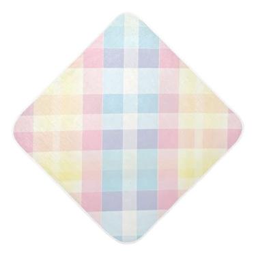 Imagem de Toalhas de bebê com capuz ultra macias absorventes toalhas de banho coloridas xadrez musselina algodão toalhas de banho para recém-nascidos bebês 76 x 76 centímetros