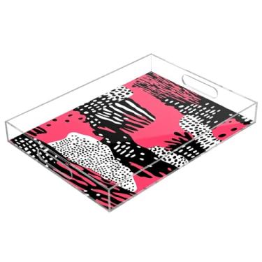 Imagem de STAYTOP Linda bandeja de servir de acrílico com estampa de leopardo, 15,7 x 11,20 cm, bandejas decorativas à prova de derramamento, organizador de bancada para café da manhã, chá, comida, maquiagem