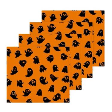 Imagem de Burbuja Boo on Orange Pacote com 4 toalhas de banho, algodão premium máxima suavidade e absorção para toalhas de mão e rosto, 30 x 30 cm