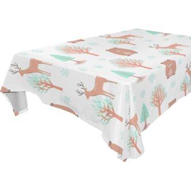 Imagem de Burbuja Toalha de mesa de cervo de árvore de inverno, toalha de mesa retangular, anti-rugas, grossa para decoração de jantar, cozinha, festa, 152 x 304 cm
