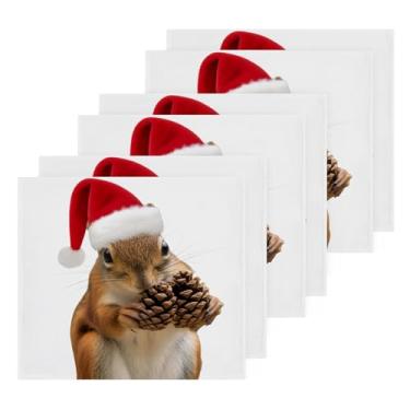 Imagem de Burbuja Lindas toalhas de algodão esquilo pacote com 6, toalhas de rosto altamente macias e absorventes para banheiro, mão, cozinha, academia, limpeza, 30 x 30 cm