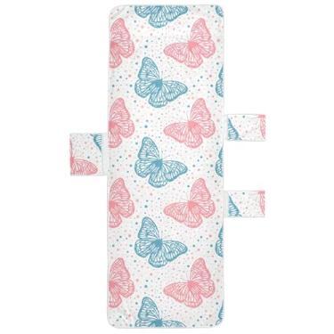 Imagem de Burbuja Borboletas em cores suaves capa de toalha de cadeira de praia com bolsos, capa de cadeira macia e absorvente toalha de piscina de microfibra de secagem rápida para praia banho de sol jardim