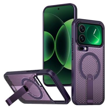 Imagem de LTLMYDAM Capa vazada para Xiaomi 17 Pro Max/17 Pro/17, capa magnética de dissipação de calor com suporte ajustável, capa ultrafina à prova de choque, roxa, 17 Pro Max