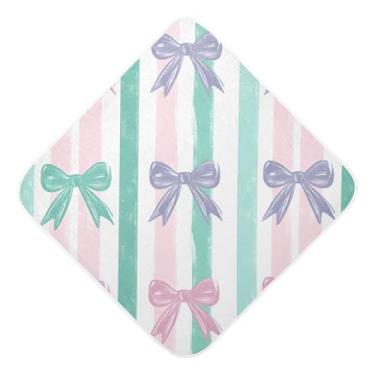 Imagem de STAYTOP Toalhas de bebê listradas com capuz de musselina, toalha de banho super macia, toalhas de banho absorventes para banho recém-nascido unissex 89 x 89 cm