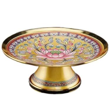 Imagem de FENNYYAR Prato de oferta para uso doméstico, prato de frutas, frente de Buda, 20 cm, ornamento Lotus God of Wealth Enshrine