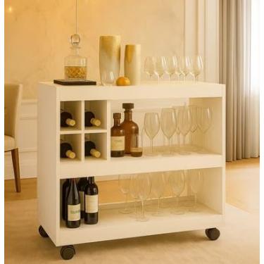 Imagem de Bar Aparador Buffet Para Sala Com Adega E Rodízios 4050 – Modelo Moderno (Off White)
