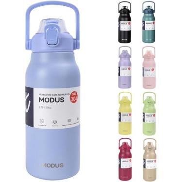 Imagem de Garrafa Térmica De Viagem Inox 1700ml Água Com Canudo (lilas)