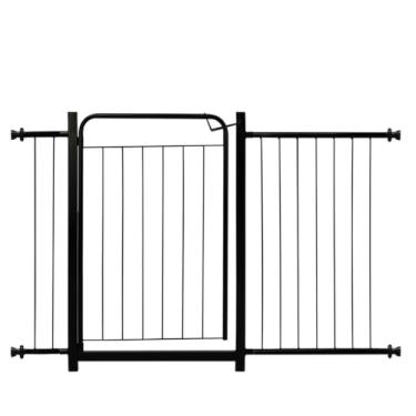 Imagem de Portão Para Cachorro Cercado Pet Criança Bebê Grade Proteção Portas Parede Segurança Vários Tamanhos (Preto, Portão com 1 ext. de 10cm e 1 de 40cm)