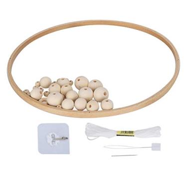 Imagem de Generic Kit de Sinos de Com Pingente de Contas de Madeira Feitos à Mão DIY para Decorações de Casa, Enfeites Artesanais de Tinta Não Tóxica para Presentes DIY, Sala de Modelo e Exibição de Loja de Roupas