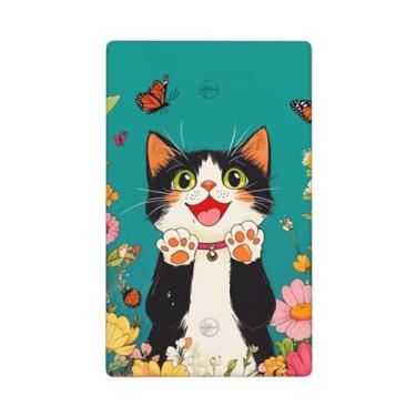 Imagem de Indokyeyqaz Placa decorativa decorativa para interruptor de luz com dispositivo em branco, borboleta de gato fofo, 1 placa de interruptor e tampa de tomada 7 x 11,4 cm para cozinha, quarto, decoração
