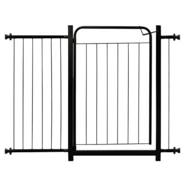 Imagem de Portão Para Cachorro Cercado Pet Criança Bebê Grade Proteção Portas Parede Segurança Vários Tamanhos (Preto, Portão com 1 ext. de 05cm e 1 de 30cm)
