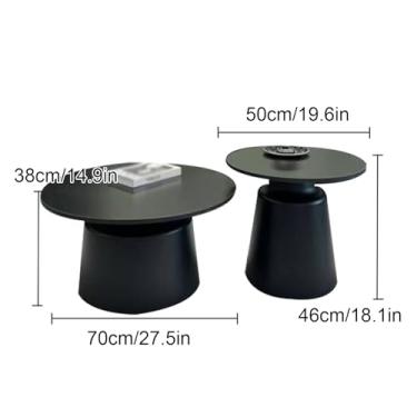 Imagem de Simple Modern Round Coffee Table set of 2, Wooden Tabletop, Iron Base, Rounded Corner Design, Stable Load-bearing, Suitable for Bedroom, Living Room and Study(Black)