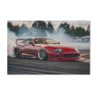 Imagem de HouLaiZhe Track Drift Car Red Sup Jdm Cartazes de Carro Tela Estética Decoração de Quarto Pintura de Parede Impressões Sala de Galeria Decoração de Parede para Quarto Sala de Estar Escritório 11 x 17