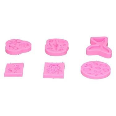 Imagem de Eujgoov 6 Pçs Mini Molde de Silicone Ferramentas de Cozimento Com Tema Marinho Rosa Molde de Grau Alimentício para Doces de Chocolate Decoração do Bolo Fondant (Rosa)