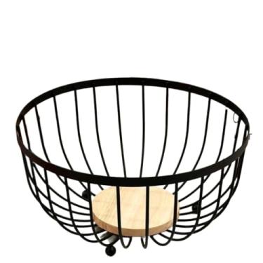 Imagem de Fruteira De Metal Com Madeira Organizadora Café Da Manhã Para Mesa Ou Cozinha