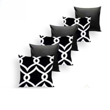 Imagem de KIT 6 CAPAS P ALMOFADAS DECORATIVAS COM ZÍPER VÁRIAS ESTAMPAS(ELO PRETO&BRANCO)