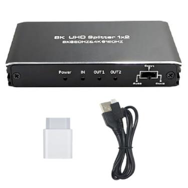 Imagem de ZEZEFUFU Seletor de divisor HDMI 1 entrada e 2 saídas 8K @60Hz duplicado/espelho com conexão em série