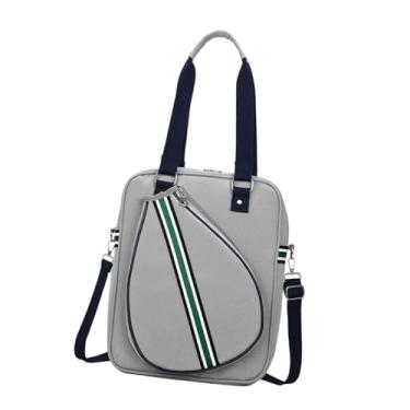 Imagem de kowaku Bolsa de tênis tipo sacola, bolsa para raquete de tênis, de mão portátil e impermeável para homens e mulheres, ideal para jogadores, treinos, Bolsa Transversal Cinza