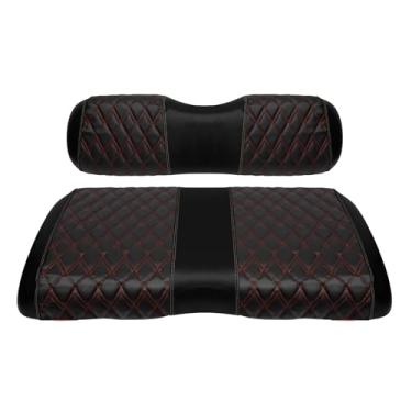 Imagem de SHUNCHENXIANG Capas de assento de substituição de vinil para carrinho de golfe para EZGO RXV 2008+, capa de assento frontal de diamante, costura preta, durável, respirável e fácil de limpar