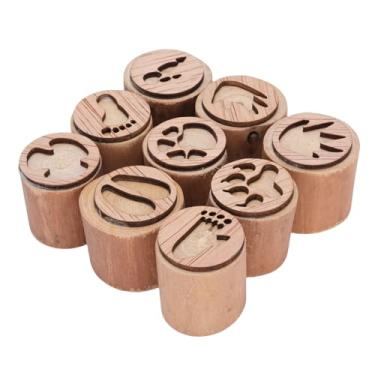 Imagem de KUIDAMOS Selos de Pegadas de Animais Conjunto de Carimbos de Trilhas Selvagens de Madeira Duráveis ​​para Elaboração de Projetos Decorativos, Seguro para Educação, 9 Unidades para Uso Em Sala de