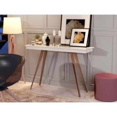 Imagem de Aparador Sala Pés Madeira Retrô e Tampo MDF Off White - Loja Tigo