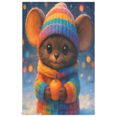 Imagem de Joisal Cute Furry Creature Round Animal Toalhas de prato decorativas para cozinha chá toalhas de mão panos de limpeza fofos absorventes de banheiro 45 x 71 cm, 1 pacote