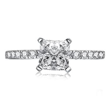 Imagem de GemKing TL120004-S-W-WH-10 Anéis de noivado de zircão quadrado 5A prata esterlina 925 CZ anel de diamante para mulheres, 5, Prata esterlina, Sem Pedra Preciosa