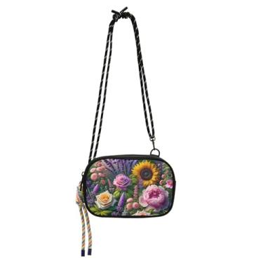 Imagem de TSENQUE Bolsas pequenas transversais femininas bolsa de viagem sobre o ombro bolsas moda carteira para iphone bolsa lavanda rosas peônia