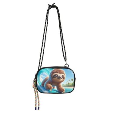 Imagem de TSENQUE Bolsa feminina pequena para surfar preguiça, bolsa tiracolo para celular, bolsa de viagem de verão sobre o ombro