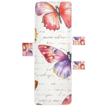 Imagem de Capas de espreguiçadeira borboleta vintage toalha de cadeira praia piscina espreguiçadeira tropical 85 x 76 centímetros