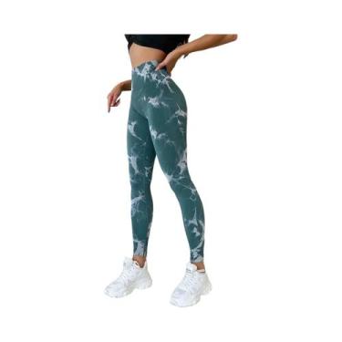 Imagem de Leggings De Yoga Slim-Fit Com Estampa Tie-Dye Para Fitness, Corrida E 