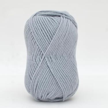 Imagem de Fio de algodão de leite de 4 camadas para crochê – fio de tricô macio para amigurumi, chinelos, cobertores e projetos de artesanato DIY (11 cinza claro)