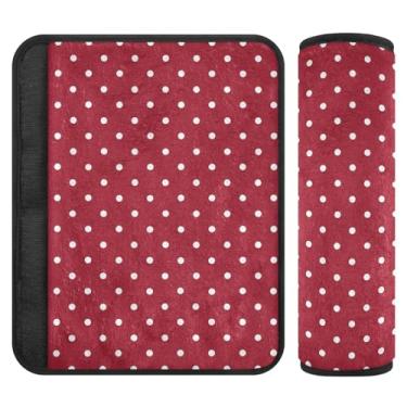 Imagem de Joitme Capas de cinto de segurança de carro de flanela macia de bolinhas vermelhas para crianças - Almofadas acolchoadas para carros, bolsas de câmera e mochilas