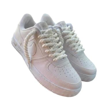 Imagem de Tênis Casual Estilo Air Force, Branco Premium, com Cadarço Duplo (BR, Adulto, Numérico, 41)