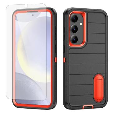 Imagem de Capa de celular para Samsung Galaxy S24 Plus/S25 Plus S24+ S25+ 5G com protetor de tela suporte macio Slicone rígido suporte S24Plus 24S + S 24 24+ S25Plus 25S 25+ SM-S936U Mulheres Homens Preto +