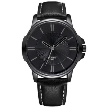 Imagem de Relogio Masculino Analógico Com Pulseira De Couro Resistente A Agua Quartz-Masculino