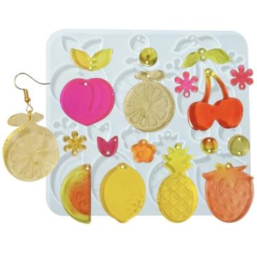 Imagem de UR URLIFEHALL 10 moldes de silicone para frutas, cereja, limão, resina epóxi, moldes de fundição para fazer joias, brincos, pingentes, artesanato faça você mesmo