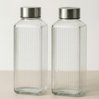 Imagem de Kit 2 garrafas vidro geladeira agua suco elegante - Blitz Feminina