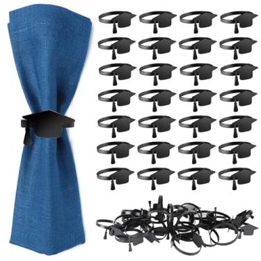 Imagem de EYNDYN 30 Peças De Argolas Para Guardanapos Formatura, 2025 Suportes Pretos Pano, Suporte Metal, Suprimentos Festas A Granel, Decoração Mesa