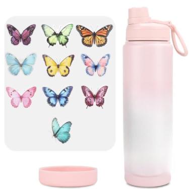 Imagem de Garrafa Térmica Inox 750ml | Vedação Antivazamento | Retém Frio/Quente | Leve p/Carro/Escritório(750ML Rosa com Base)