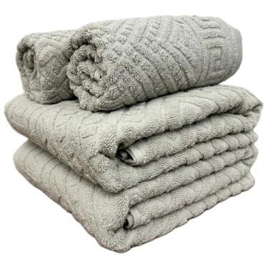 Imagem de Jogo de Toalhas Banhão Gigante 100% Algodão Extra Soft 4 Peças Alta Absorção para Banho (KAKI 1446)