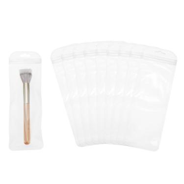 Imagem de PATIKIL Sacos plásticos de joias longas, 7 x 22 cm, 100 peças, bolsa com zíper autovedável transparente e reutilizável com orifício para pendurar para colares, embalagem de caneta, branco, fosco