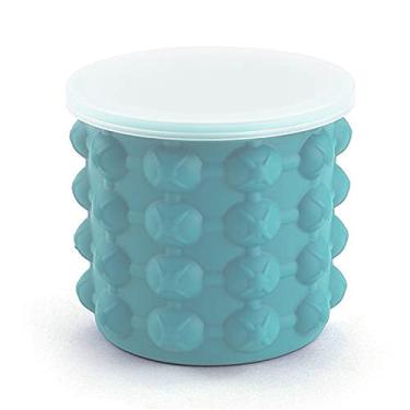 Imagem de Balde de gelo balde de gelo com tampa e pinças de gelo, bandejas de gelo de molde de cubo de gelo, balde de gelo grande de silicone 2 em 1, ferramenta portátil de economia de espaço para cubo de gelo