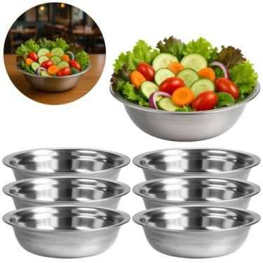 Imagem de 6 Tigelas Bowl Saladeira Redonda Cumbuca em Aço Inox 1L - Mares Comerc