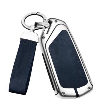 Imagem de Compatível com skoda octavia capa chave do carro 2024 2023 2022 2021 liga de couro de alta qualidade caso de controle remoto auto accessori(Silver blue)