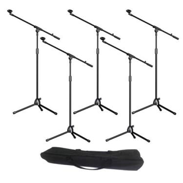 Imagem de Kit 5 Pedestal Suporte Tripé Girafa P/Microfone Dinâmico Bag - Aj Som 