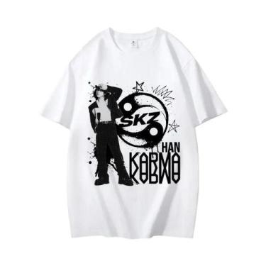 Imagem de Camiseta KPOP KARMA Hip Hop Changbin Hyunjin Felix Moda Coreana Street